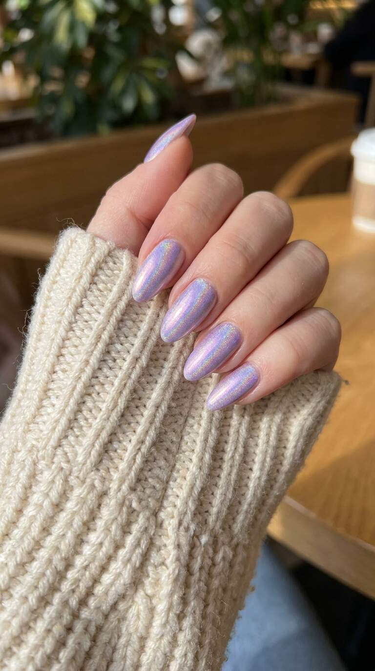 Lavender Holographic Nails