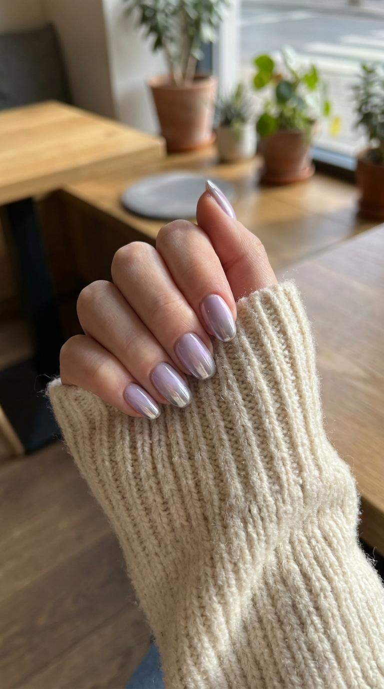 Lavender Ombre Nails with Chrome