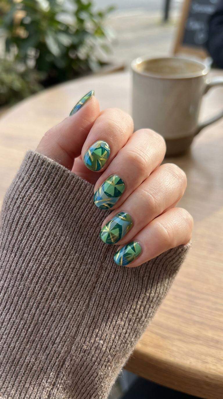 Lily Pad Geometric Nails