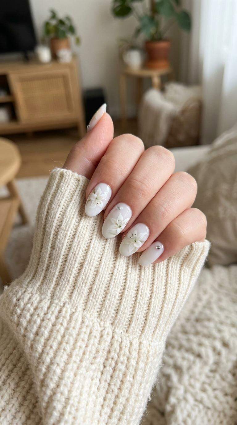Lily White Gel Nail Art