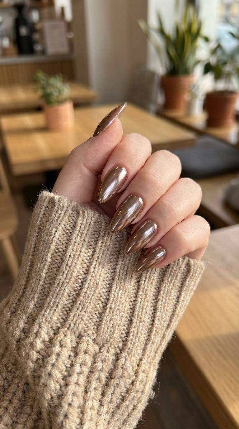 Long Stiletto Nails in Metallic