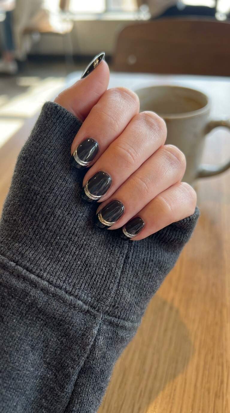 Metallic Accents on Black French