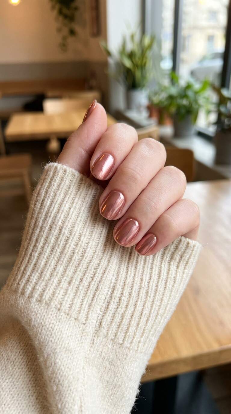 Metallic Rose Nails