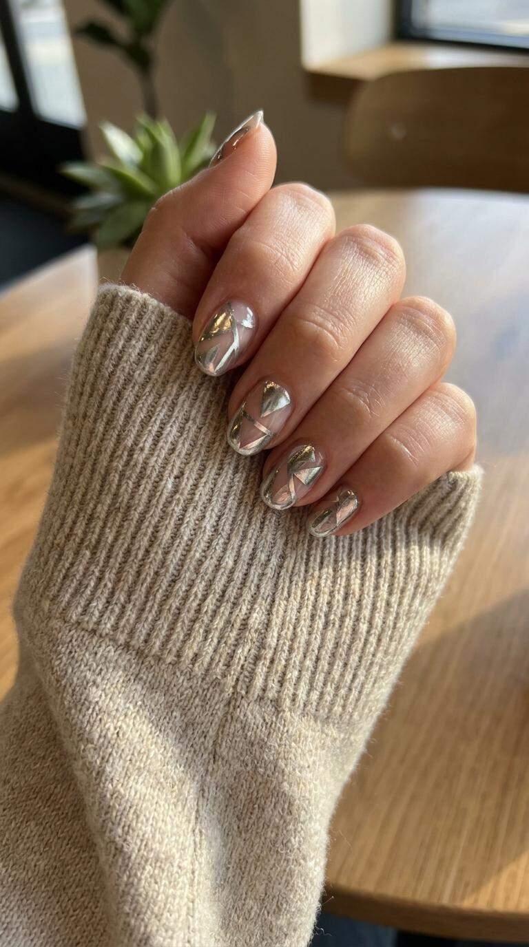 Metallic Silver Geometric