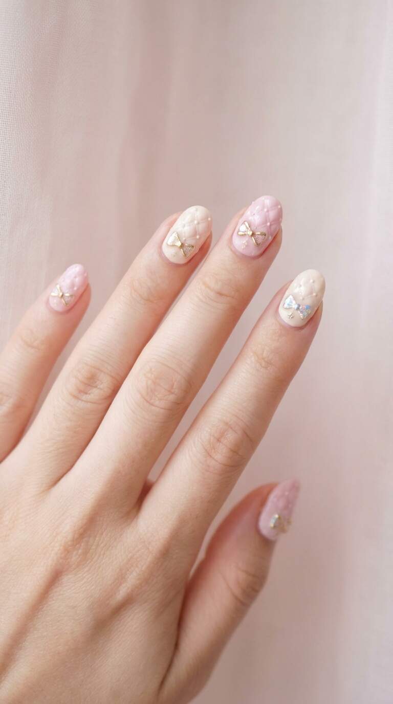 Mini Quilted Bow Nail Art