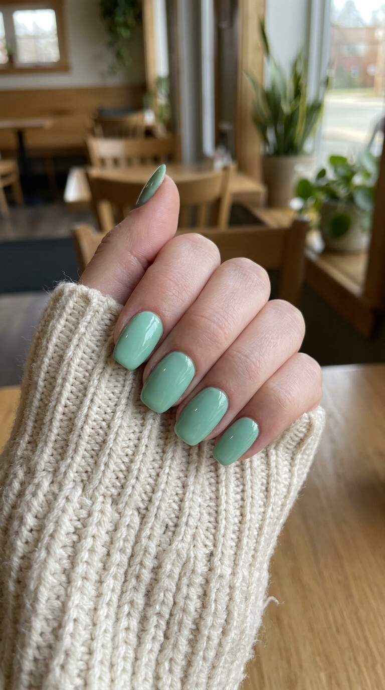 Mint Green Gel Nails
