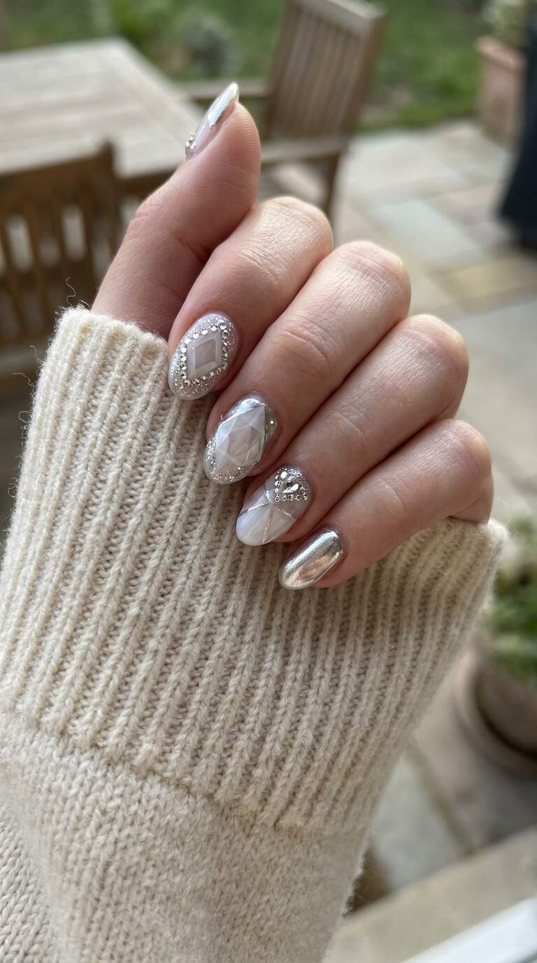 Oval Cut Diamond Nail Designs