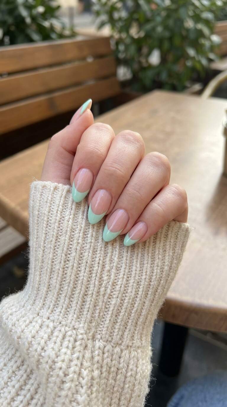 Pastel Mint Almond Tips