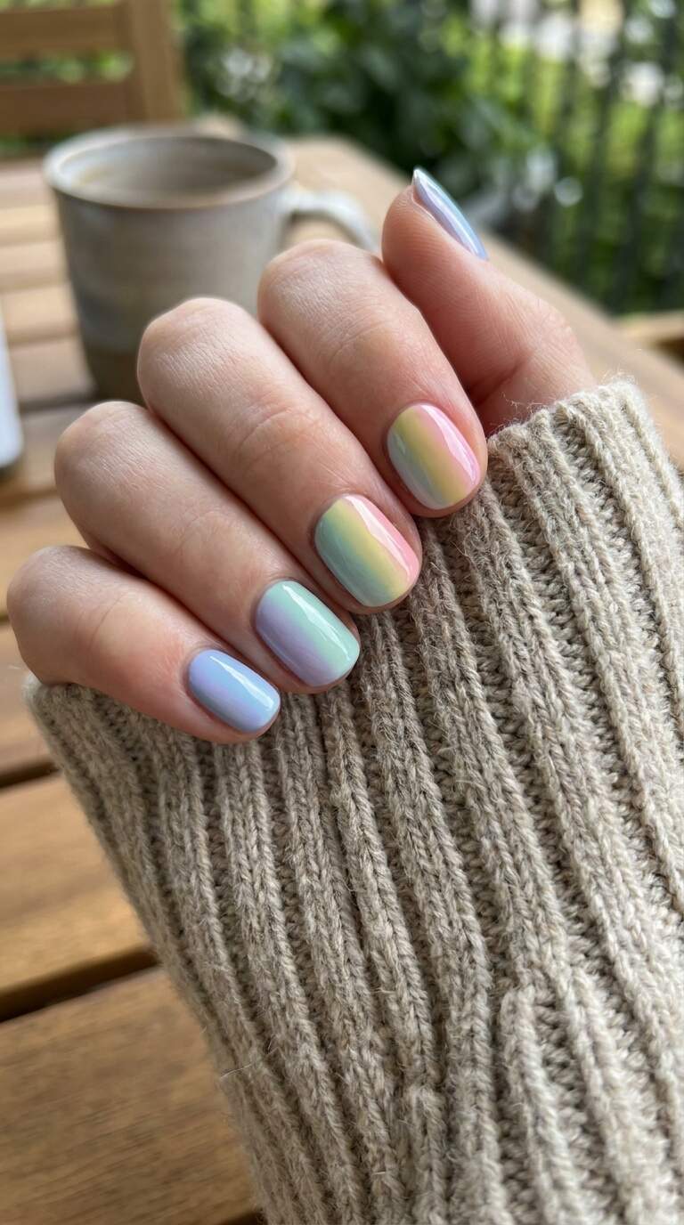 Pastel Rainbow Nails