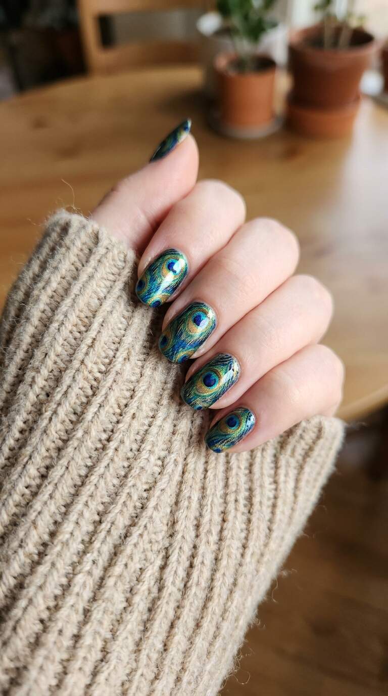 Peacock Feather Nail