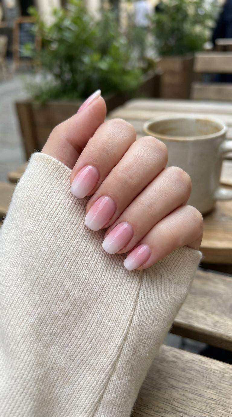 Pink and White Ombre Nail
