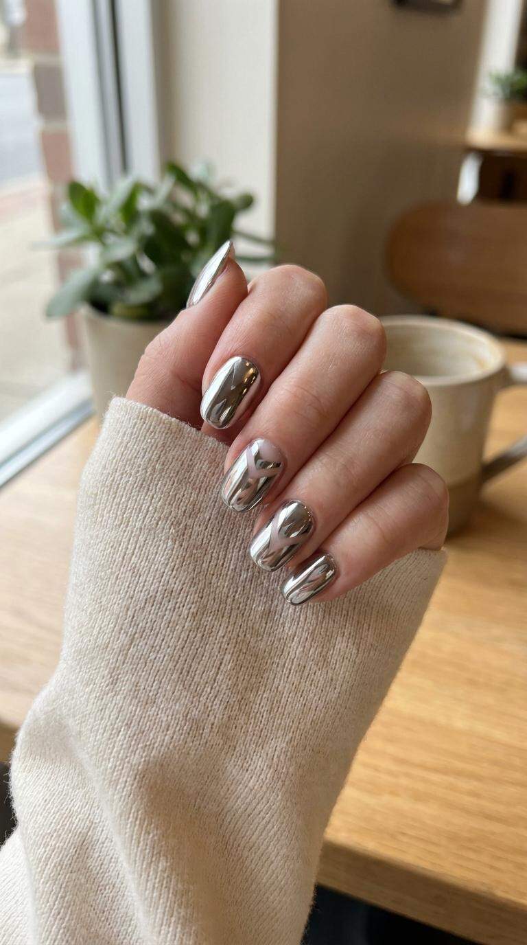Polished Chrome Nails in Modern