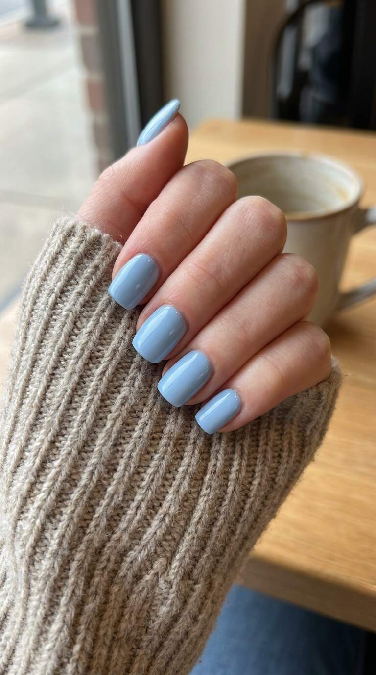 Powder Blue Acrylic Nails