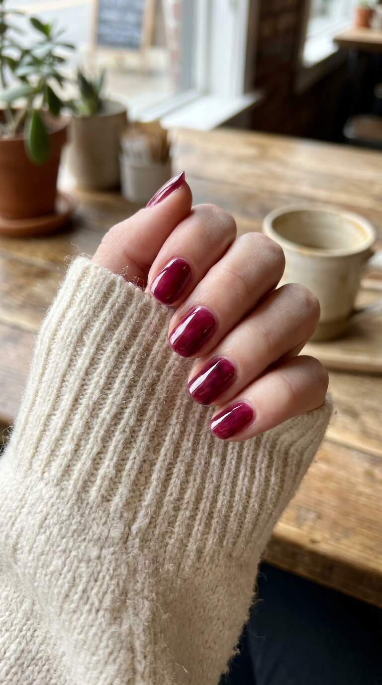 Rich Berry Wine Stain Nails