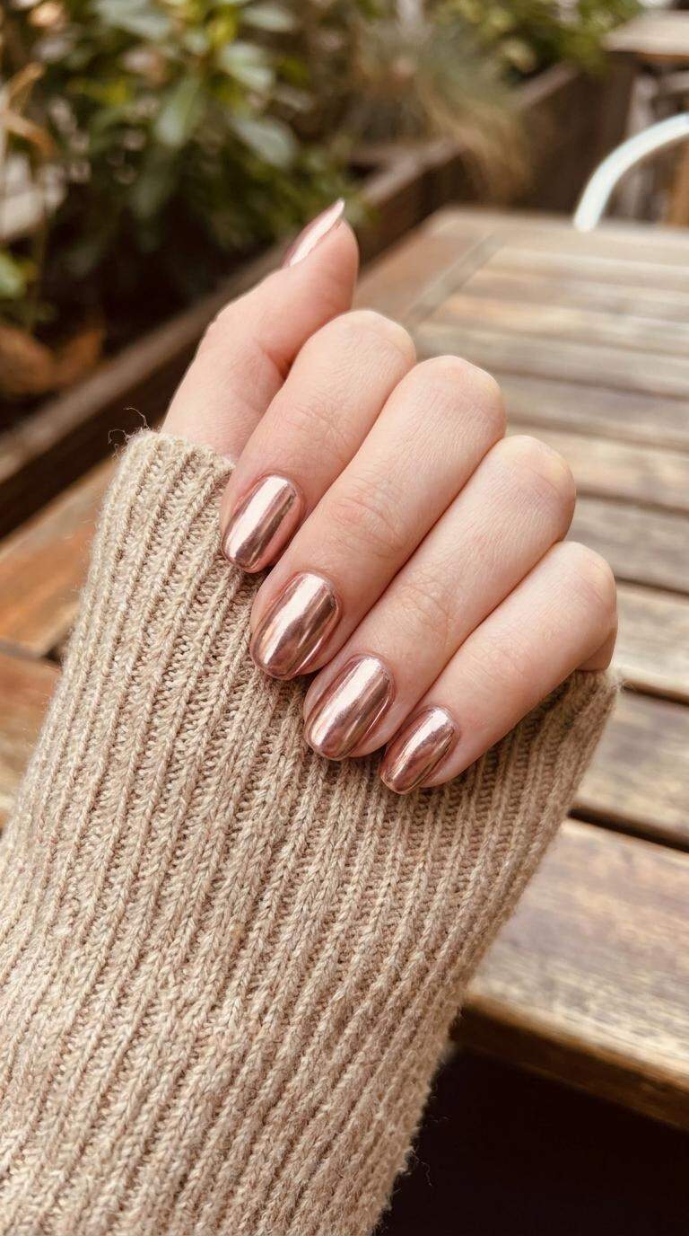 Rose Gold Chrome Nails