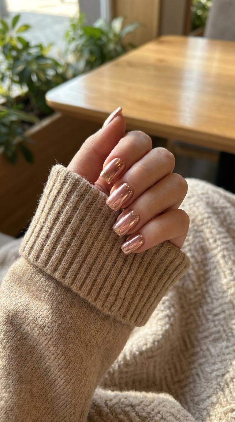 Rose Gold Square Nails