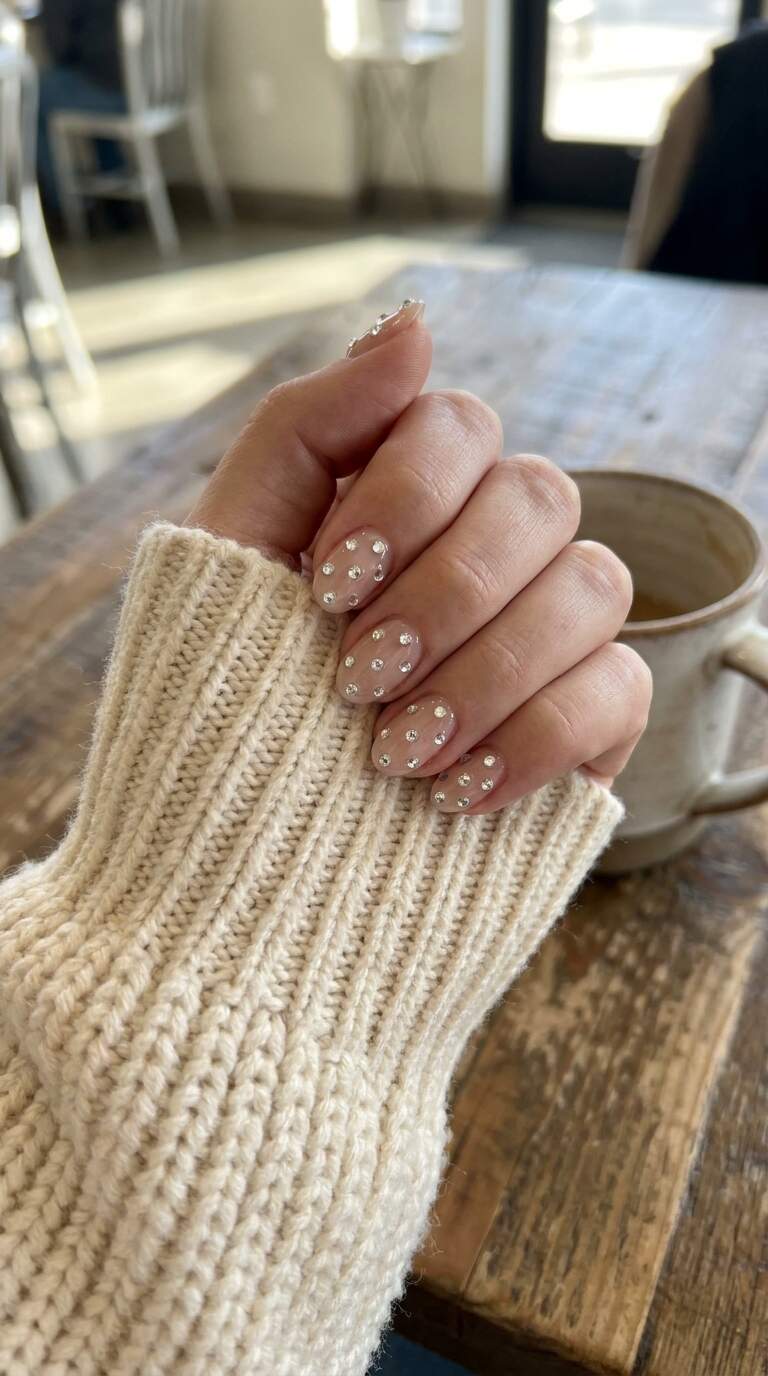 Round Cut Diamond Nail Art