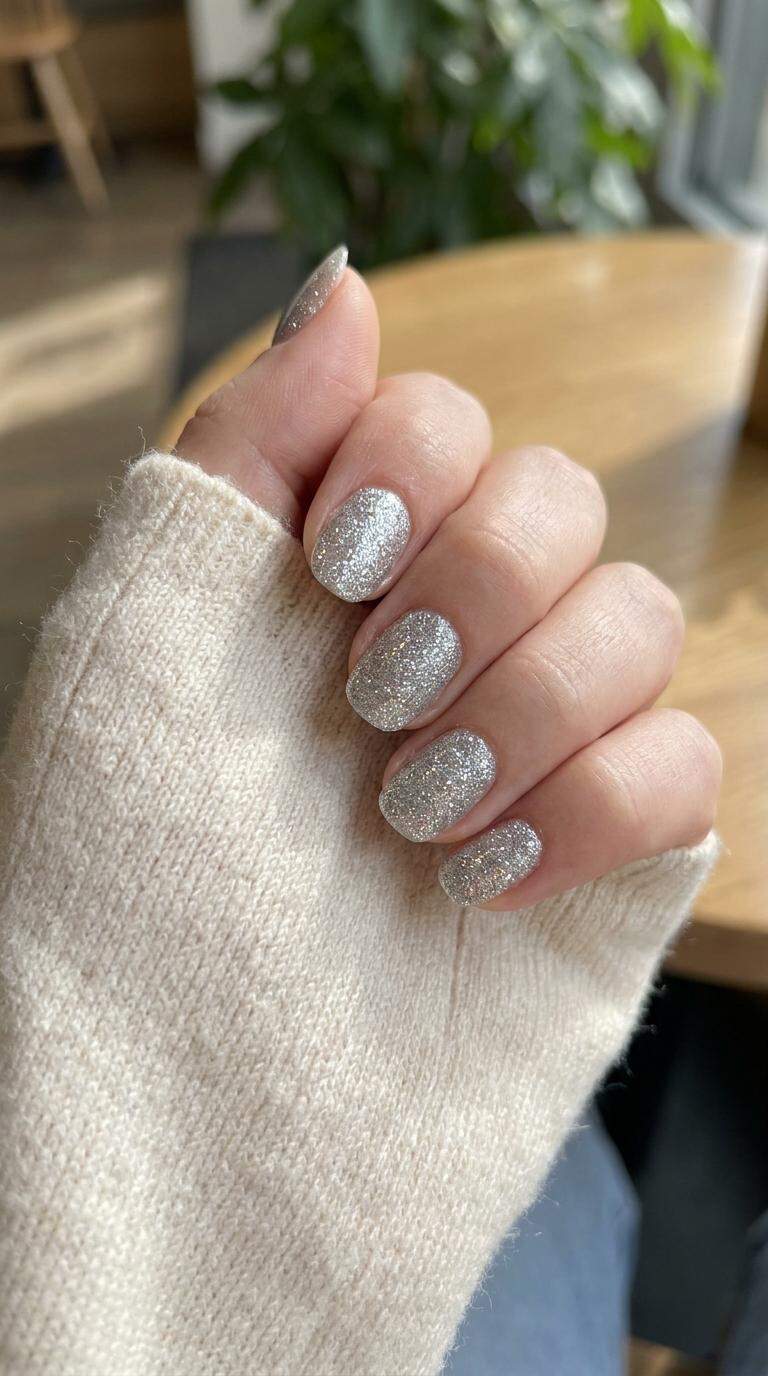 Silver Glitter Press On Nails