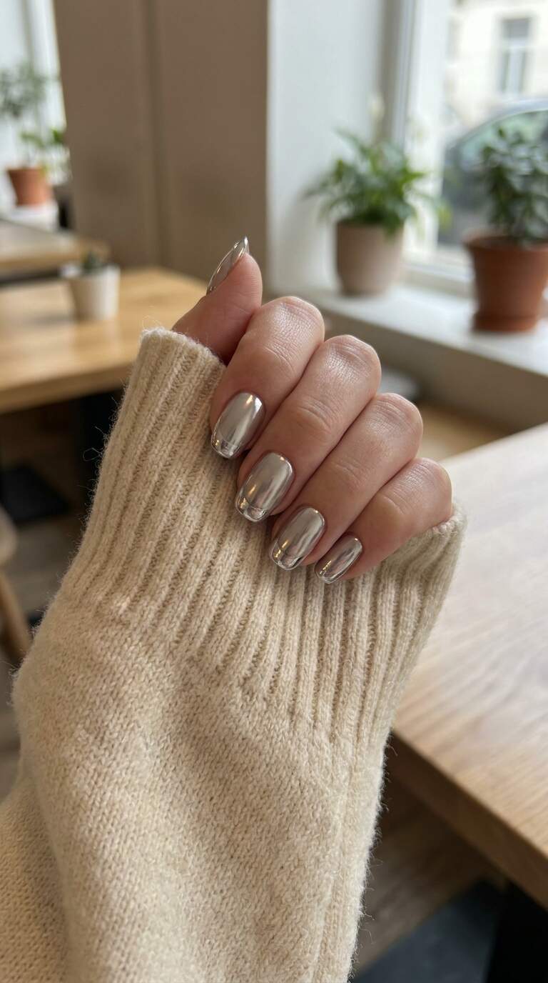 Silver Metallic Chrome Nail Tips