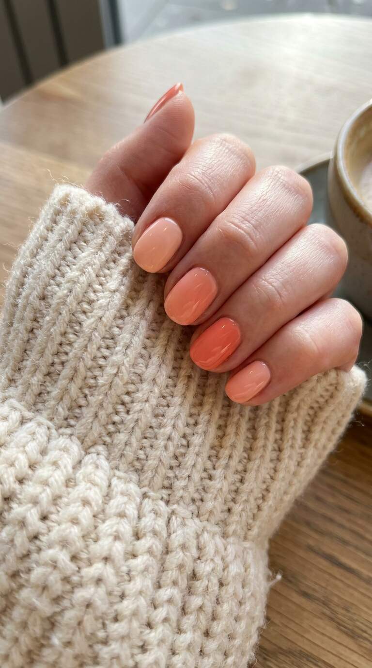 Soft Coral Ombre Nails