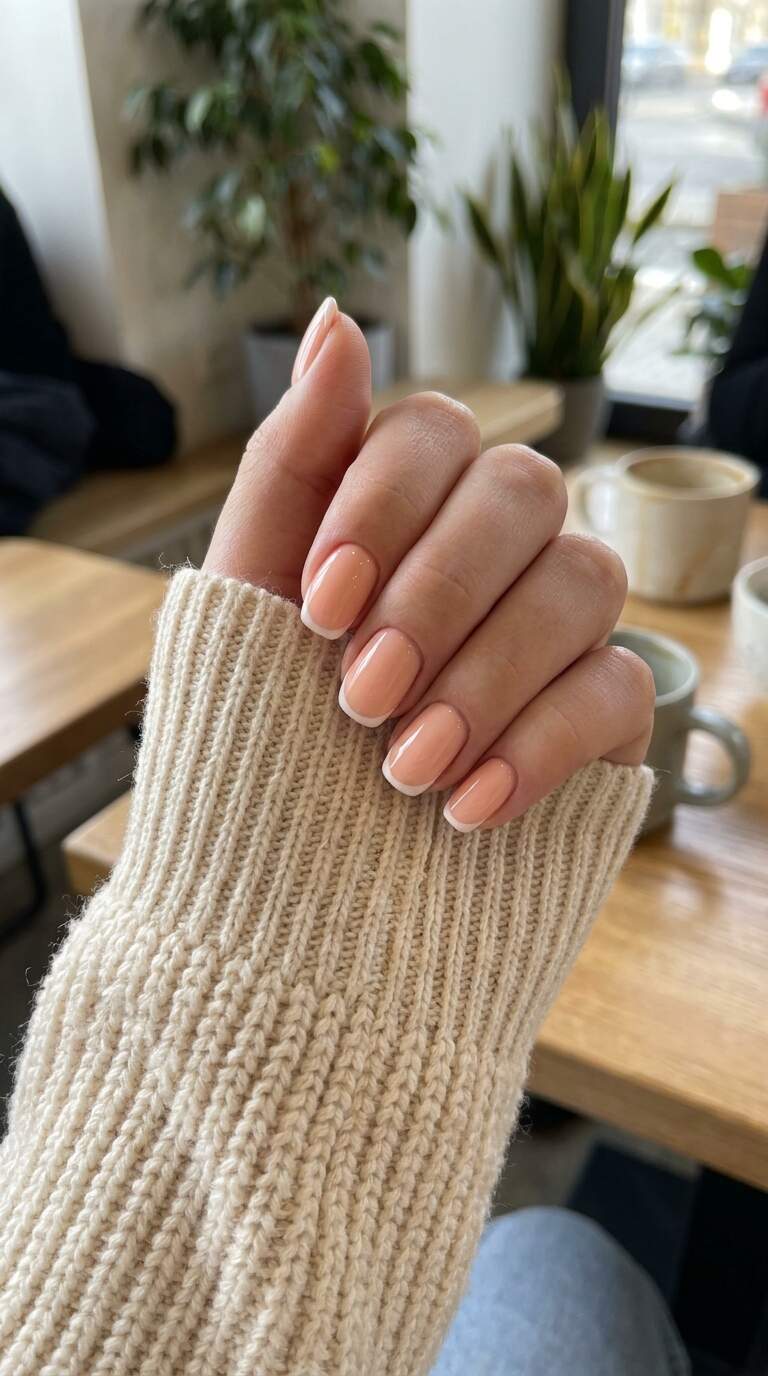 Soft Peach French Nails
