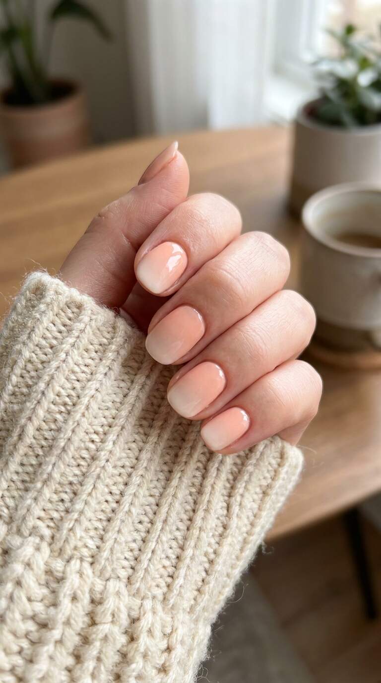 Soft Peach Ombre Nails