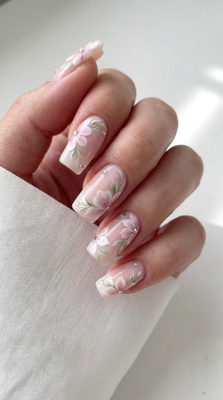 Squoval Tip Floral
