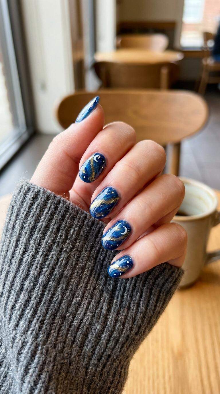Starry Night Sky Nails