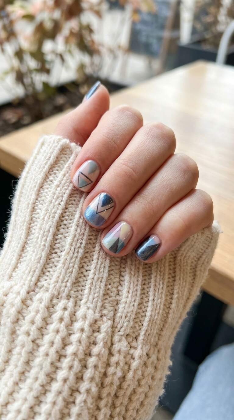 Teenage Child Geometric Nail Art