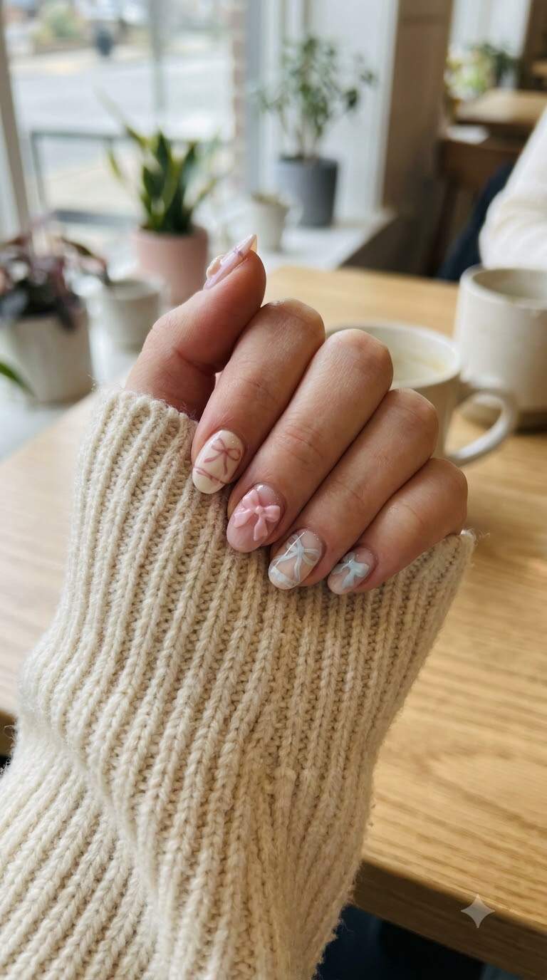 Charming Bow and Ribbon Nail