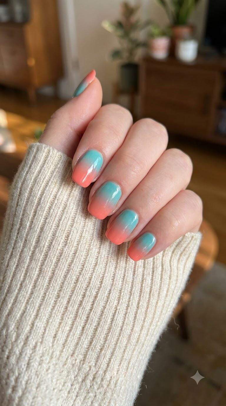 Coral and Turquoise Ombre