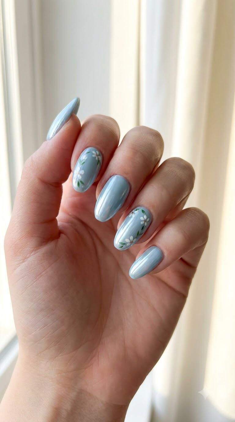 Elegant Light Blue Chrome Finish