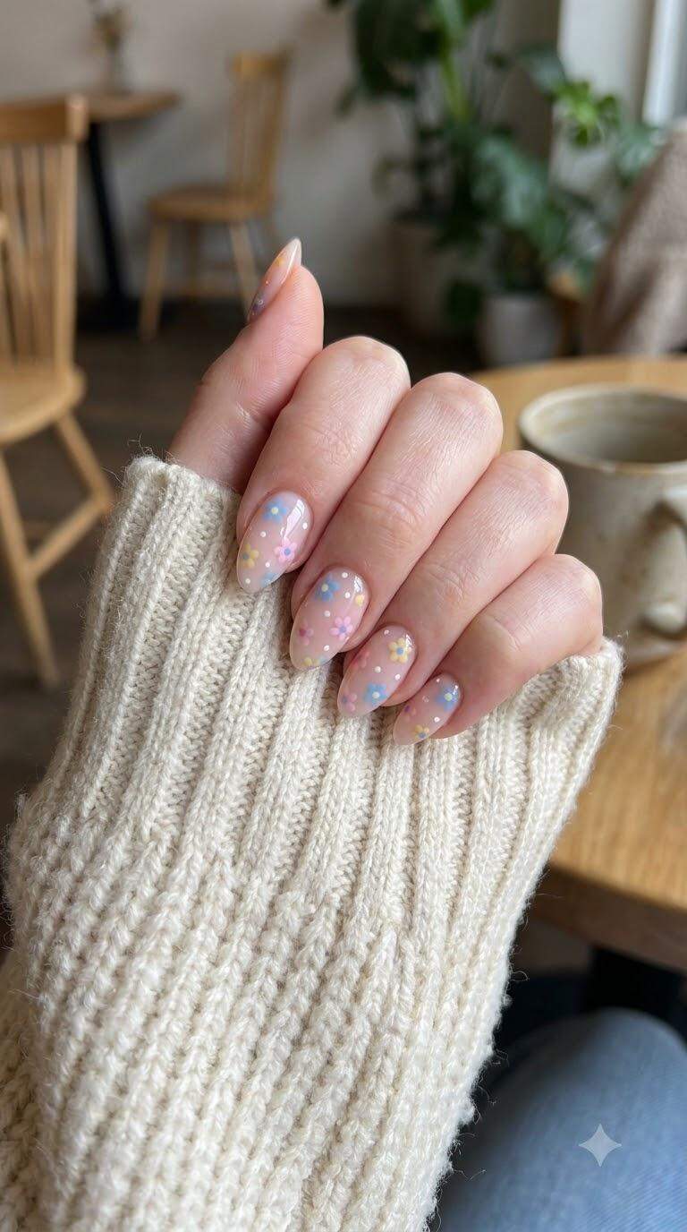 Floral Dot Nails