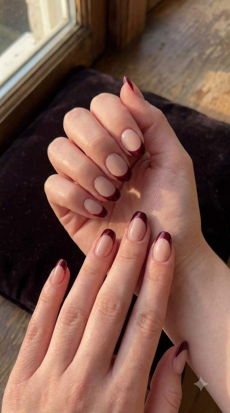 French Tip Maroon Accent