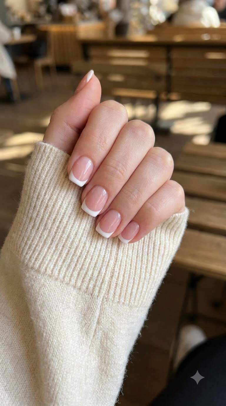 French Tip Nails with White
