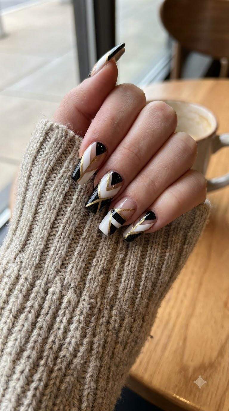 Geometric Acrylic Nails