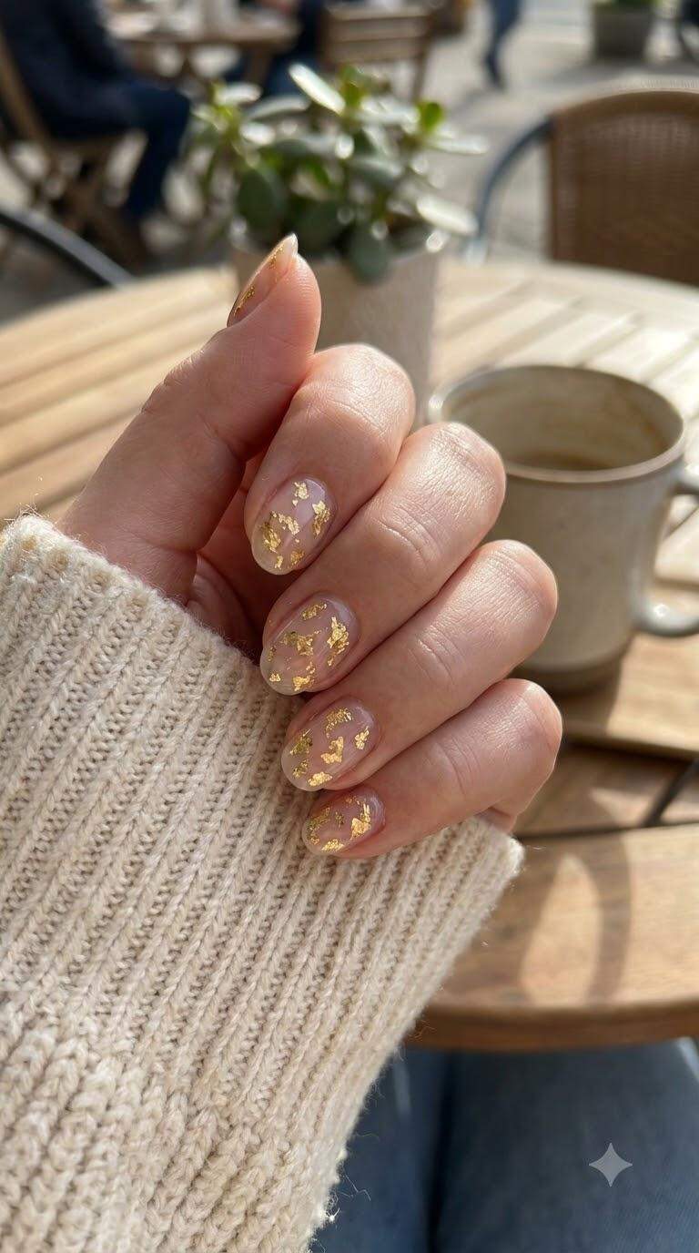 Glam Gold Leaf Nails