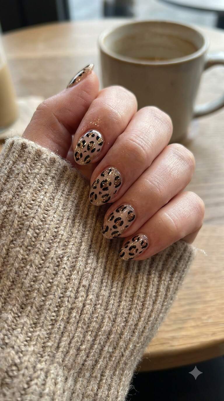 Glitter Leopard Nail Art