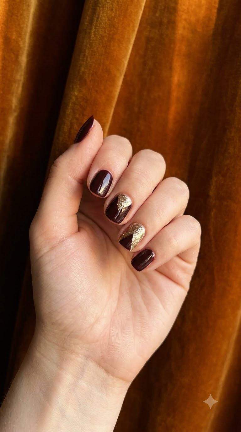 Glitter Maroon Geometric