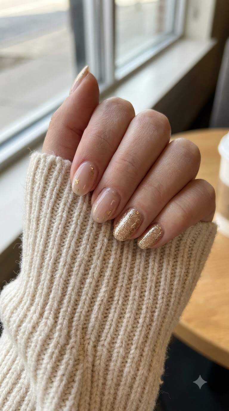 Glittering Gold Gel Nail Accent