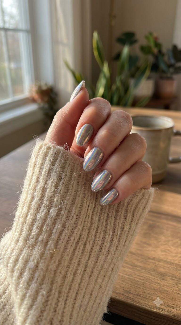 Holographic Chrome Nails