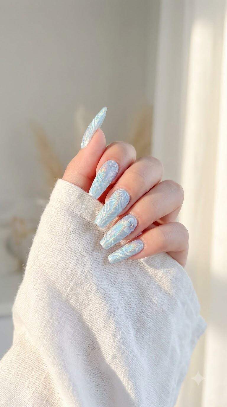 Icy Pastel Blue Holographic