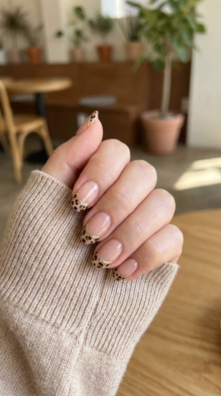Leopard Print Tips with Glitter