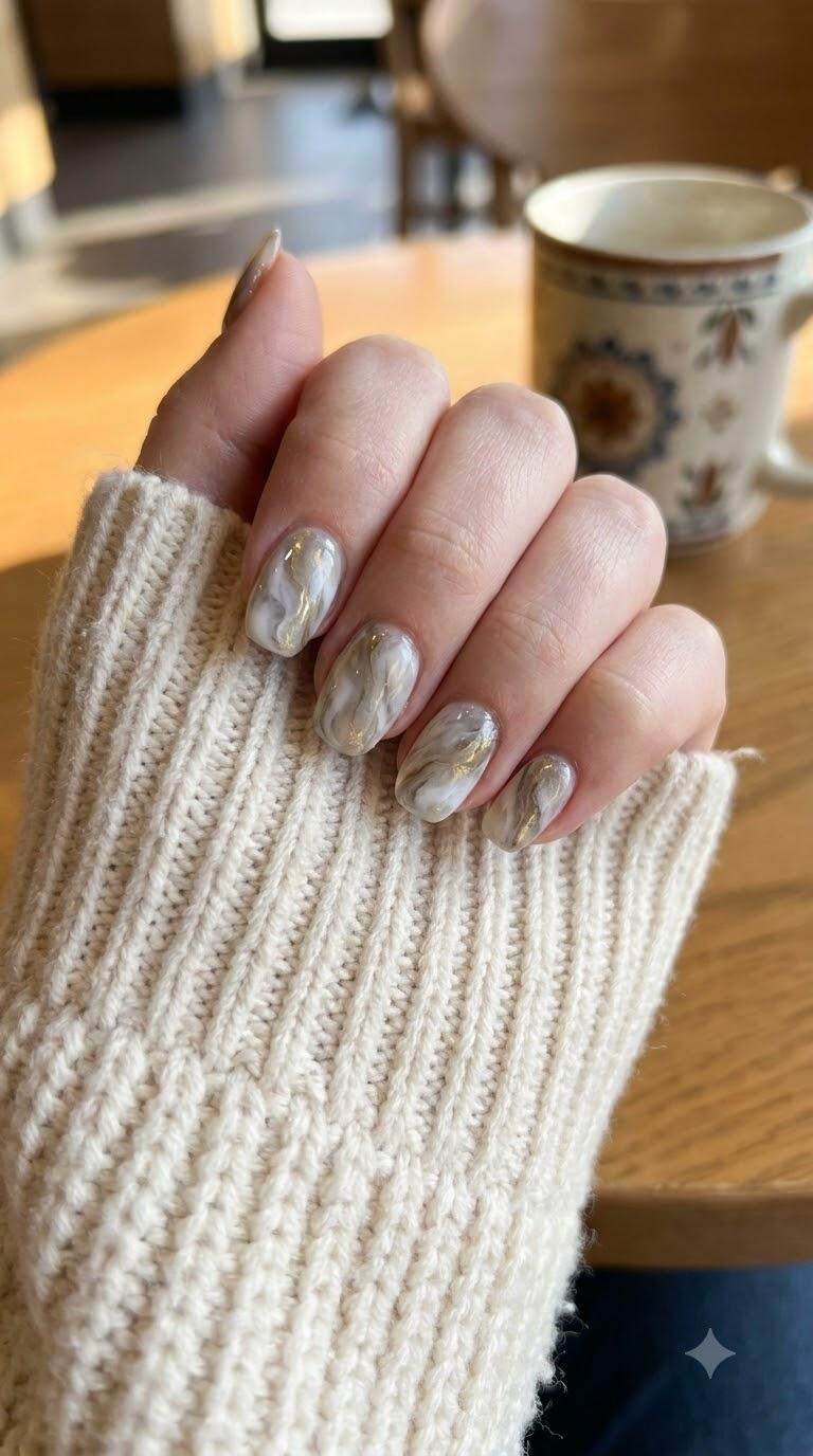 Marble Design Gel Nails