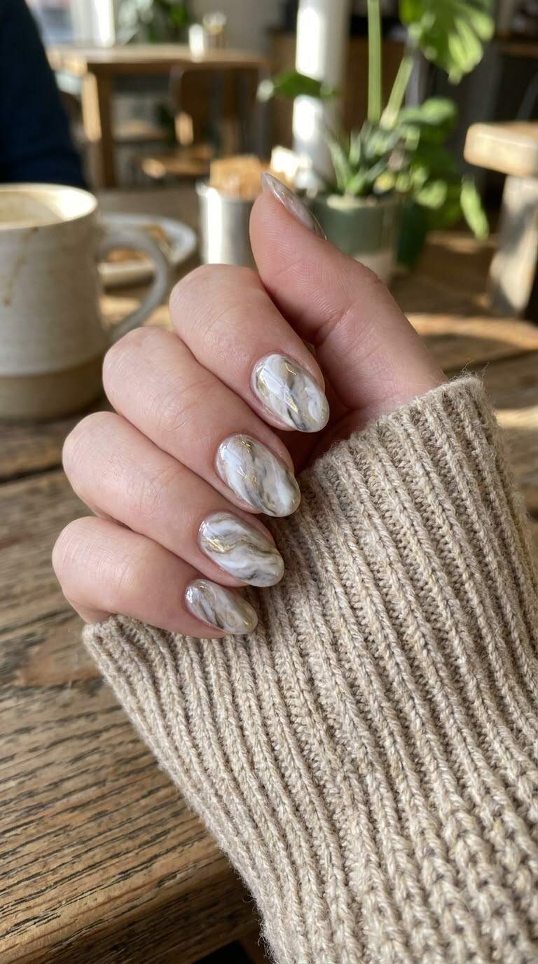 Marble Pattern Gel Nail Effect
