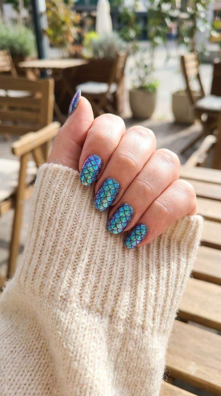 Mermaid Scales Acrylic Nails
