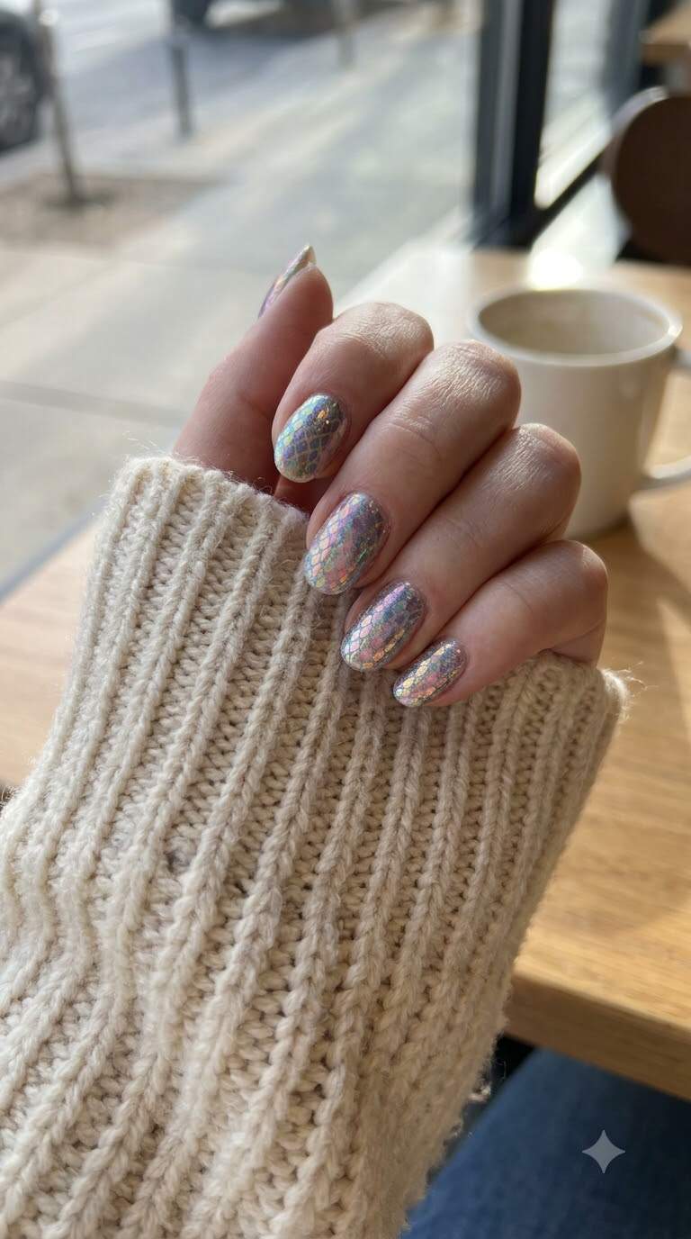 Mermaid Scales Iridescent Nails