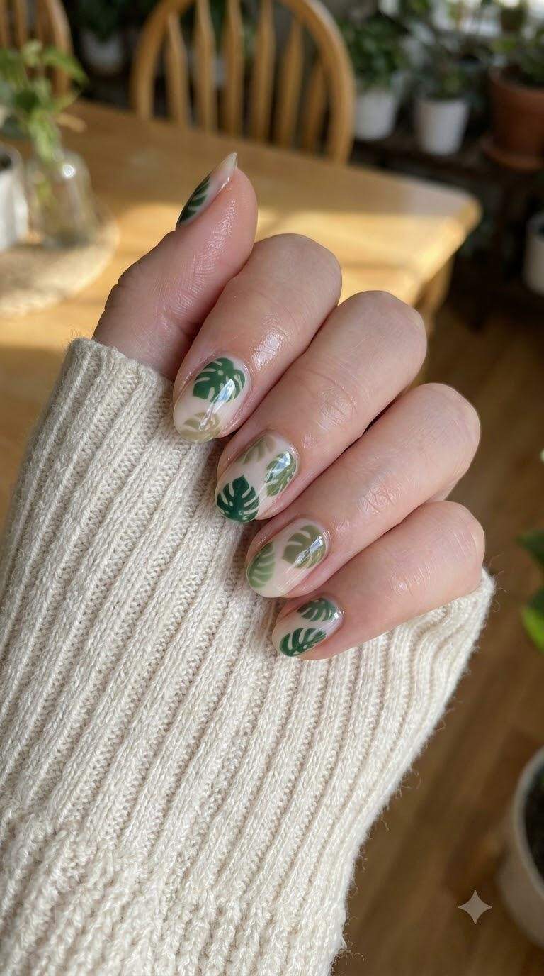 Monstera Leaf Nail Art