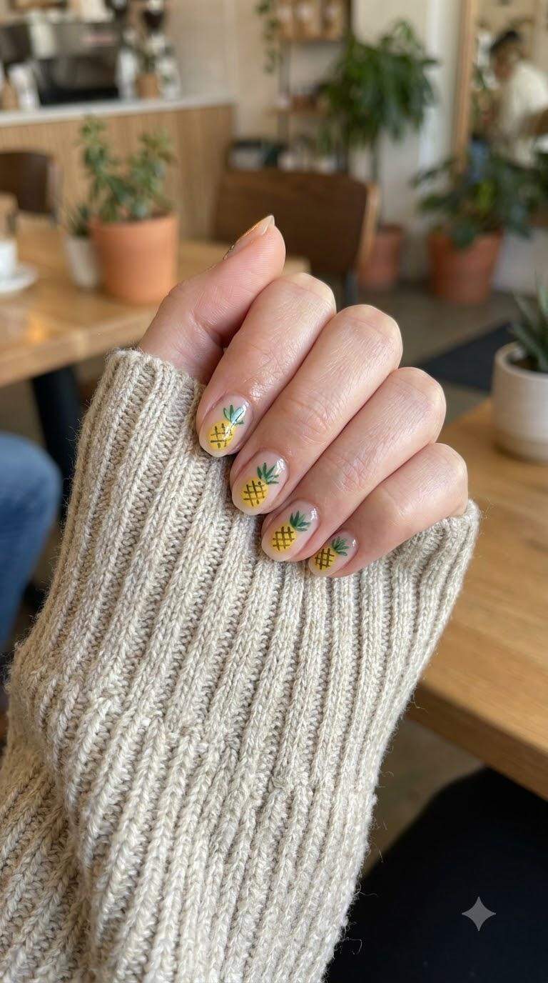 Pineapple Print Nail Designs