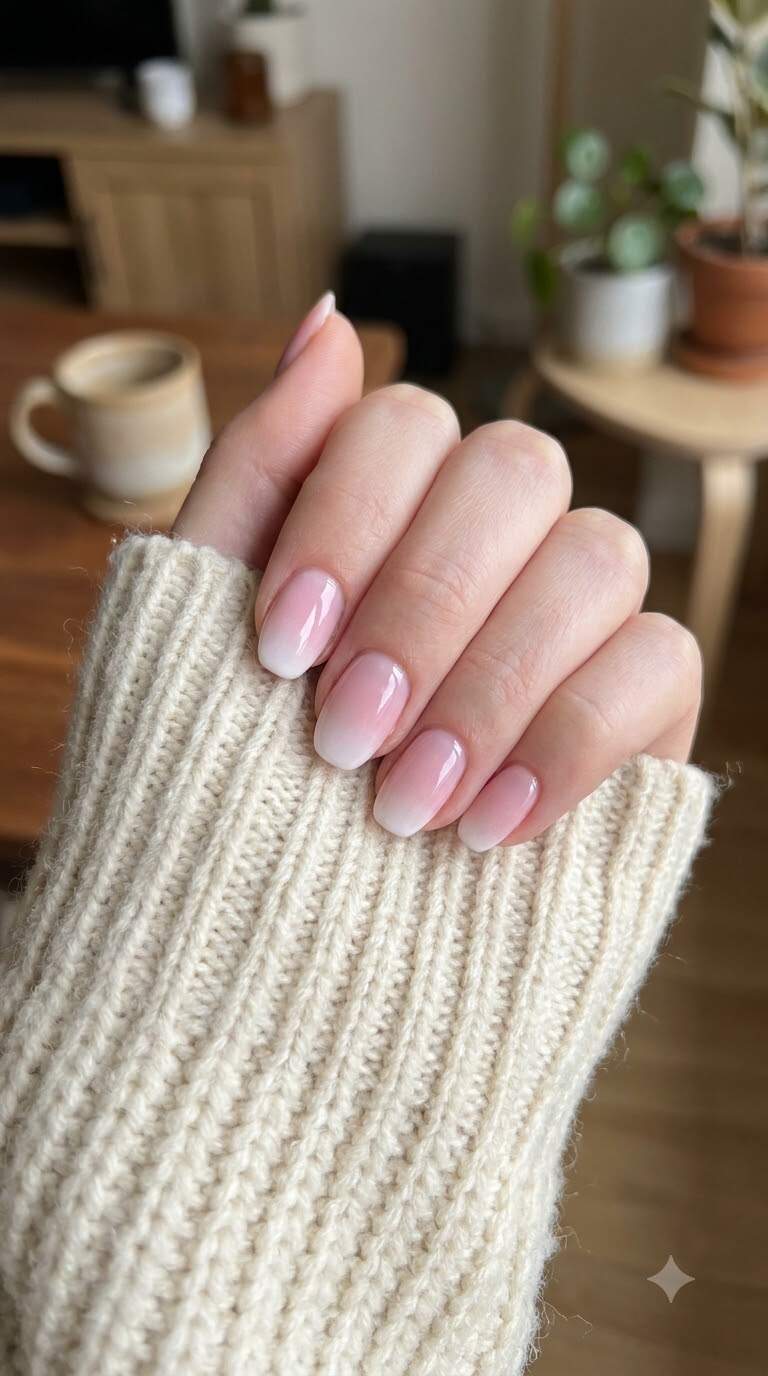Pink and White Ombre Nails